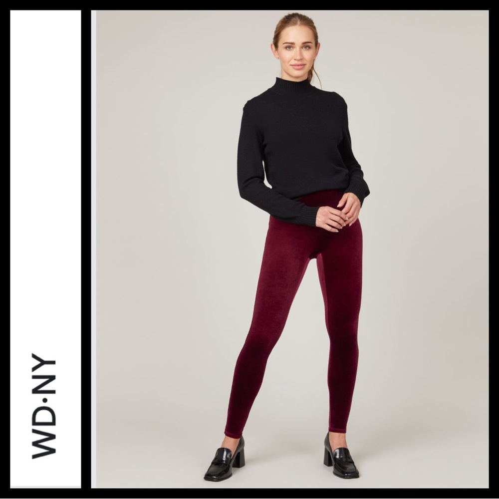 NWT WD.NY  Burgundy Luxe Velvet Leggings